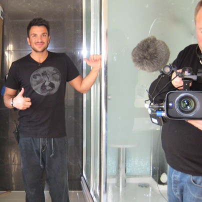 Peter Andre with his installed Eden steam shower during filming